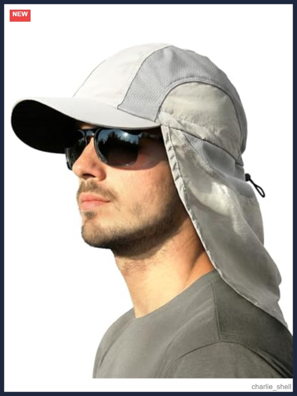 Mens Sun Hat Breathable Mesh 2-in-1 Neck Flap UV Protection Fishing Hiking